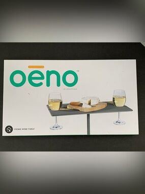 NEW Oeno Portable Wine Table Metal Gray Outdoor Picnic 2 Heights 12” & 30”
